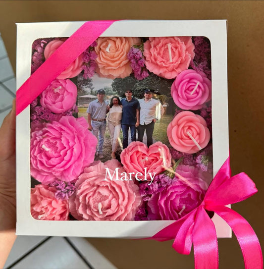 Caja con velas e imagen personalizada